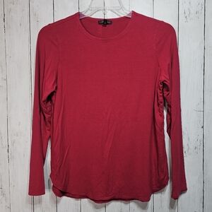 Eileen Fisher Women's Long Sleeve Red Viscose Knit Shirt Size Large.
